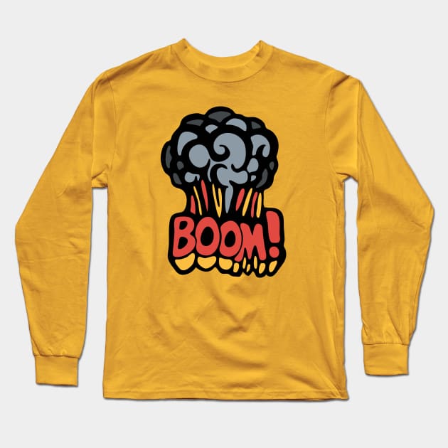 Boom Explosion illustration Long Sleeve T-Shirt by Cofefe Studio